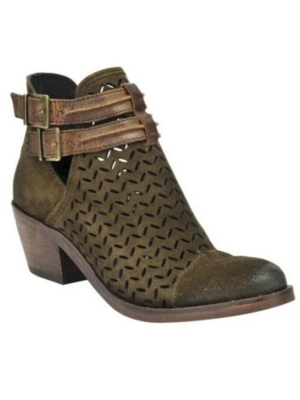 Circle G Ladies Laser-Cut Suede‎ Bootie P5142 Sz 10